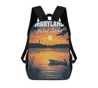 sinyumoney Mysticism Turtle Zaini scolastici per bambini, borsa scolastica stampata 3D per ragazzi, studenti delle scuole elementari e college, Maryland Sunset Landscape, 17"