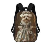 sinyumoney Neobaroque Nutcracker Maltese Dog Zaini Scuola Per Bambini, Borsa Scuola Stampa 3D Per Ragazzi Studenti Della Scuola Elementari E Del College, Maltese Dog In Floral Blue Elegance Victoria
