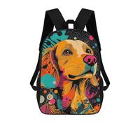 sinyumoney Neobaroque Nutcracker Maltese Dog Zaini Scuola Per Bambini, Borsa Scuola Stampa 3D Per Ragazzi Studenti Della Scuola Elementari E Del College, Vibrant Golden Retriever Pop Art Bright And
