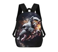 sinyumoney Neon Astronaut in Space -5 Zaino Scuola Impermeabile Per Computer Portatile Per Uomini/Donne, Cat In Space Suit, 17"