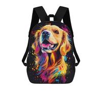 sinyumoney Neon Axolotl Splash Zaino scolastico per bambini con stampa 3D, ideale per viaggi e libri, Golden Retriever Splash Art, 17"