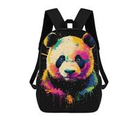 sinyumoney Neon Axolotl Splash Zaino scolastico per bambini con stampa 3D, ideale per viaggi e libri, Colorful Panda Ritratto, 17"