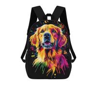 sinyumoney Neon Axolotl Splash Zaino scolastico per bambini con stampa 3D, ideale per viaggi e libri, Golden Retriever Pop Art, 17"