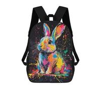 sinyumoney Neon Axolotl Splash Zaino scolastico per bambini con stampa 3D, ideale per viaggi e libri, Colorful Coniglio Splash Art, 17"
