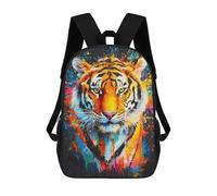 sinyumoney Neon Axolotl Splash Zaino scolastico per bambini con stampa 3D, ideale per viaggi e libri, Colorful Tiger Ritratto, 17"