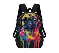 sinyumoney Neon Axolotl Splash Zaino scolastico per bambini con stampa 3D, ideale per viaggi e libri, Rainbow Pug, 17"