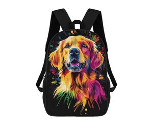 sinyumoney Neon Axolotl Splash Zaino scolastico per bambini con stampa 3D, ideale per viaggi e libri, Golden Retriever Pop Art, 17"