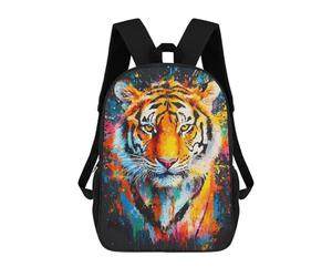 sinyumoney Neon Axolotl Splash Zaino scolastico per bambini con stampa 3D, ideale per viaggi e libri, Colorful Tiger Ritratto, 17"