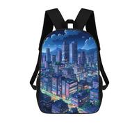 sinyumoney Neon Cityscape at Night Zaino Scolastico Alla Moda Per Studenti, Adatto A Ragazzi E Ragazze, Ideale Per Viaggi All'aperto E Attività Ricreative. 17inch