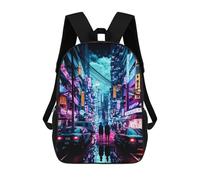 sinyumoney Neon Cityscape Vibrant Night Scene Zaino Scolastico Zaino Per Bambini Borsa Scolastica Di Grande Capacità Zaino Per Bambini Per La Scuola Zaino 3D Borsa Per Libri Regali Per Bambini 17inch