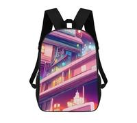 sinyumoney Neon Cityscape Zaino Scolastico Alla Moda Per Studenti, Adatto A Ragazzi E Ragazze, Ideale Per Viaggi All'aperto E Attività Ricreative. 17inch