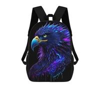 sinyumoney Neon Eagle Portrait Zaino Con Tasca, Zaini Stampati in 3D, Zaini Da Viaggio, Borse Per Libri, Borse Per La Scuola Per Bambini 17inch