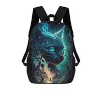 sinyumoney Neon Floreale Nightscape Zaino Stampato 3D, Borsa Scuola Casual E Alla Moda Per Bambini, Borsa Scuola Per Ragazzi College, Whiskers Forest Enchanted, 17"