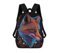 sinyumoney Neon Fox Portrait Zaino Scolastico Per Bambini, Zaino Casual Da Viaggio Per Ragazzi E Ragazze, Zaino Da Giorno Di Grande Capacità 17inch