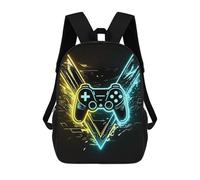 sinyumoney Neon Gaming Controller Artwork-4 Zaino Per Bambini Zaino Divertente E Alla Moda Borsa Per Libri Per Ragazzi E Adolescenti Borse Scolastiche Stampate in 3D Per Ragazzi 17inch