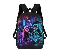 sinyumoney Neon Gaming Controllers-2 Zaino Scolastico Per Bambini Stampato in 3D, Zaini Da Viaggio Ad Alta Capacità, Borse Per Libri, Zaini Scolastici Per Bambini 17inch