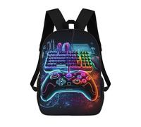 sinyumoney Neon Gaming Setup -1 Zaino Scolastico Stampato in 3D Zaini Casual Per Bambini Borsa Scolastica Stampata in 3D Per Ragazzi Delle Elementari E Delle Medie 17inch