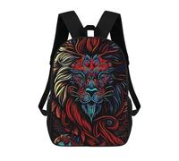 sinyumoney Neon Lion Artwork -1 Zaino Scolastico Per Bambini Stampato in 3D, Zaini Da Viaggio Ad Alta Capacità, Borse Per Libri, Zaini Scolastici Per Bambini 17inch