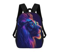 sinyumoney Neon Lion with Sunglasses Zaino Scolastico Per Bambini, Stampato in 3D, Borsa Scolastica Alla Moda, Borsa Scolastica Casual Per Ragazzi, Studenti Delle Scuole Elementari E Medie 17inch