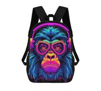 sinyumoney Neon Monkey Headphones Art Zaino, Borsa Scolastica Stampata in 3D, Borsa Per Il Pranzo Scolastico, Zaino Da Viaggio, Zaino Per Amici, Zaino Scolastico Per Ragazze E Ragazzi 17inch