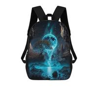 sinyumoney Neon Moon Waterfall Oasis Zaini Stampati in 3D, Borsa Scolastica Casual Per Bambini, Borsa Scolastica Alla Moda Per Ragazzi, Studenti Delle Scuole Medie 17inch