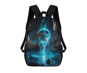 sinyumoney Neon Moon Waterfall Oasis Zaini Stampati in 3D, Borsa Scolastica Casual Per Bambini, Borsa Scolastica Alla Moda Per Ragazzi, Studenti Delle Scuole Medie 17inch