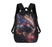 sinyumoney Neon Mountain Dreamscape - 1 zaino scolastico stampato 3D per bambini, zaino da viaggio, borsa alla moda e casual per scolari, Colorful Cat Ritratto, 17"