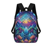 sinyumoney Neon Nature Stained Glass Zaini Per Bambini, Zaini Scolastici, Borse Scolastiche Alla Moda Stampate in 3D Per Ragazzi, Studenti Delle Scuole Elementari E Medie 17inch