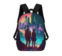 sinyumoney Neon Night Dream for Two Zaino Scolastico Alla Moda Per Studenti, Adatto A Ragazzi E Ragazze, Ideale Per Viaggi All'aperto E Attività Ricreative. 17inch