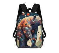 sinyumoney Neon Pug - Zaini per bambini, con stampa 3D, alla moda, per ragazzi, studenti elementari e college, Colorful Bear Artwork, 17"