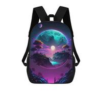 sinyumoney Neon Pyramid Sunset Zaini Per Bambini, Zaino Scuola Zaino Stampato 3D Per Bambini, Zaino Da Viaggio, Borsa Per Libri, Borsa Da Scuola Per Bambini, Fantasy Moonlit Landscape, 17"