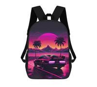 sinyumoney Neon Retro Car DriveZaino Scolastico Per Bambini, Zaini Stampati in 3D, Zaini Alla Moda Per La Scuola Elementare E Media Per Ragazzi. 17inch