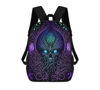 sinyumoney Neon Skull Artwork -3 Zaino Scolastico Per Bambini, Borsa Scolastica Stampata in 3D Per Ragazzi, Studenti Delle Scuole Elementari E Medie 17inch