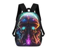sinyumoney Neon Skull Digital Art Zaino Per Bambini, Zaino Scolastico Per Bambini, Zaini Scolastici Stampati in 3D Per Ragazzi E Studenti Adolescenti 17inch