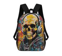 sinyumoney Neon Skull Forest Art Print Zaino Per Ragazzi E Adolescenti, Zaini Per Ragazze, Zaini Per Bambini, Borse Per Libri Per Scuola Primaria E College, Skull With Headphones Urban Art, 17"