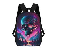 sinyumoney Neon Skull Reflections Zaino Scolastico Stampato in 3D Zaini Casual Per Bambini Borsa Scolastica Stampata in 3D Per Ragazzi Delle Elementari E Delle Medie 17inch