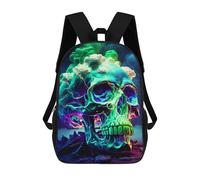 sinyumoney Neon Skull with Clouds Zaini Per Bambini, Borsa Scolastica Stampata in 3D, Zaino Per Bambini, Zaini Da Viaggio, Borse Per Bambini, Borse Per Libri, Borsa Scolastica Per Bambini 17inch