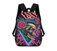 sinyumoney Neon Skull with Roses Zaino Per Bambini Borsa Scolastica Per Ragazzi Cartone Animato Stampa 3D Borsa Scolastica Per Studenti Zaino Per Laptop Per Ragazzi E Ragazze 17inch