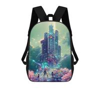 sinyumoney Neon Skyscraper Dreamscape -1 Zaino Scolastico Stampato in 3D Zaino Scolastico Per Bambini Zaini Scolastici Zaini Da Viaggio Borsa Casual Alla Moda Per Bambini Studenti Scolastici 17inch