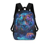 sinyumoney Neon Tiger Art Print-7 Zaino Scolastico Zaino Per Bambini Borsa Scolastica Di Grande Capacità Zaino Per Bambini Per La Scuola Zaino 3D Borsa Per Libri Regali Per Bambini 17inch