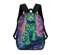 sinyumoney Neon Tiger in Fantasy Forest Zaino Scolastico Zaino Per Bambini Borsa Scolastica Di Grande Capacità Zaino Per Bambini Per La Scuola Zaino 3D Borsa Per Libri Regali Per Bambini 17inch