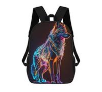 sinyumoney Neon Wolf Artwork Zaino Per Ragazzi, Studenti Adolescenti, Zainetti Per Ragazze, Borse Per Bambini, Scuola Elementare, Scuola Media, Borsa Per Libri 17inch