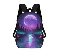 sinyumoney Neon Wolf in Moonlight Stream Zaino Scolastico Per Bambini, Zaino Casual Da Viaggio Per Ragazzi E Ragazze, Zaino Da Giorno Di Grande Capacità 17inch
