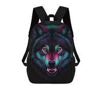 sinyumoney Neon Wolf Portrait Zaini Per Bambini, Zaini Scolastici Personalizzati 3D Per Ragazzi E Ragazze, Zaini Scolastici Grandi, Zaini Casual Da Giorno 17inch