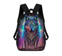 sinyumoney Neon Wolf Spirit Art Print Zaino Scolastico Alla Moda Per Studenti, Adatto A Ragazzi E Ragazze, Ideale Per Viaggi All'aperto E Attività Ricreative. 17inch