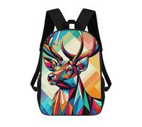 sinyumoney Night Fantasy Spiral Zaino Scuola Per Bambini Stampato 3D, Ideale Per Viaggi E Letture, Per Ragazzi E Studenti Primaria, Deer Wpap Pop Art Colorful, 17"
