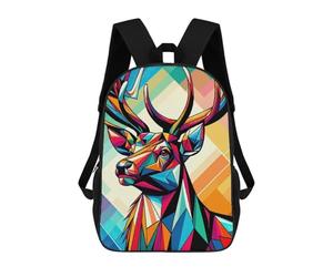 sinyumoney Night Fantasy Spiral Zaino Scuola Per Bambini Stampato 3D, Ideale Per Viaggi E Letture, Per Ragazzi E Studenti Primaria, Deer Wpap Pop Art Colorful, 17"