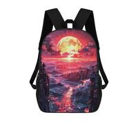 sinyumoney Night Forest - Zaino da bambino stampato in 3D, borsa da scuola per ragazzi, zaino fresco e casual, divertente per bambini e adolescenti, Sunset Village, 17"