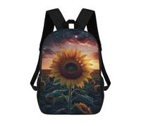 sinyumoney Night Forest - Zaino da bambino stampato in 3D, borsa da scuola per ragazzi, zaino fresco e casual, divertente per bambini e adolescenti, Sunflower Field Night Sky, 17"