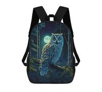 sinyumoney Night Owl in Moonlit Forest Zaino Scolastico Per Bambini Stampato in 3D Per Bambini, Zaini Da Viaggio, Borse Per Libri Per Ragazzi, Studenti Delle Scuole Elementari 17inch